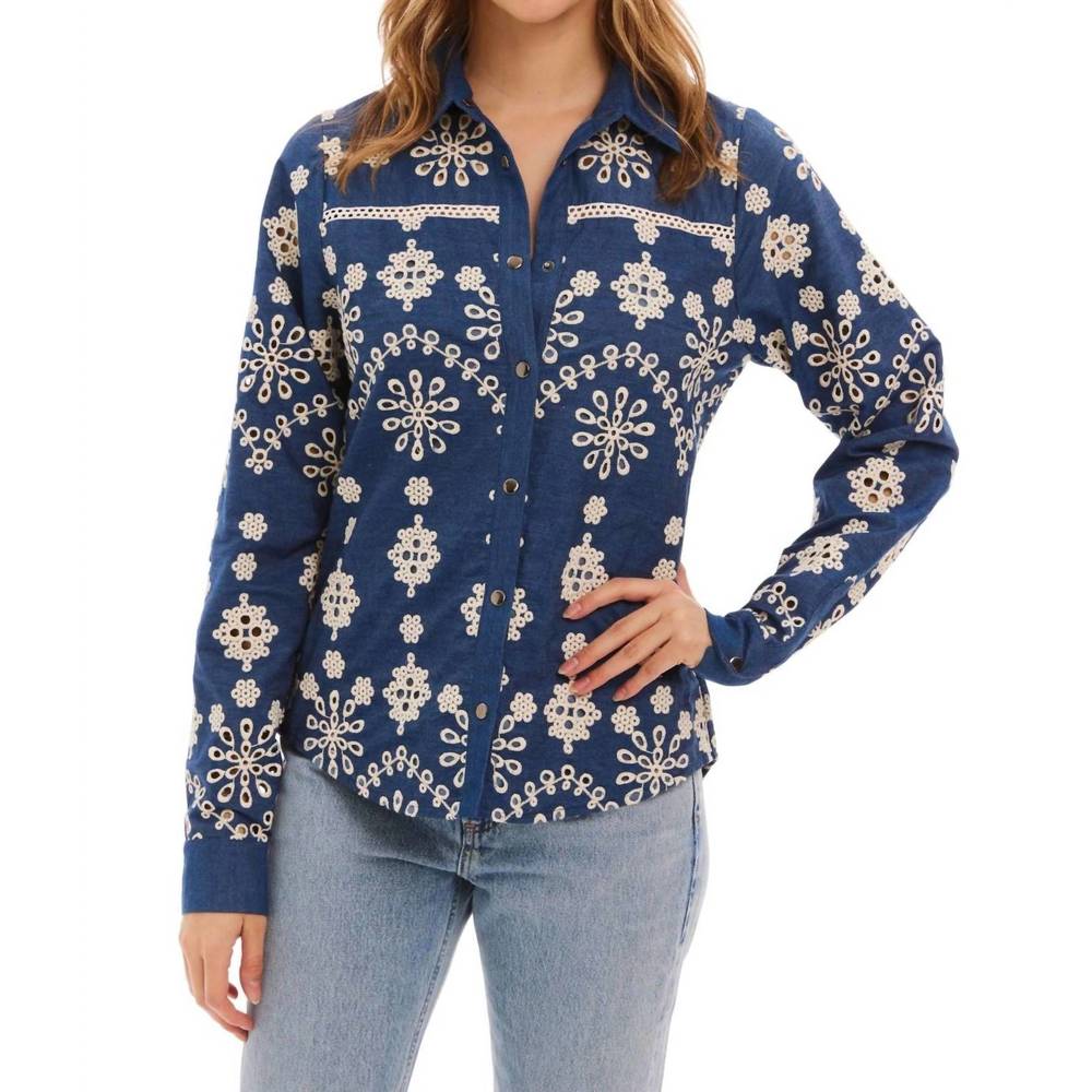 NEW ALLISON NEW YORK saylor shirt in chambray eyelet